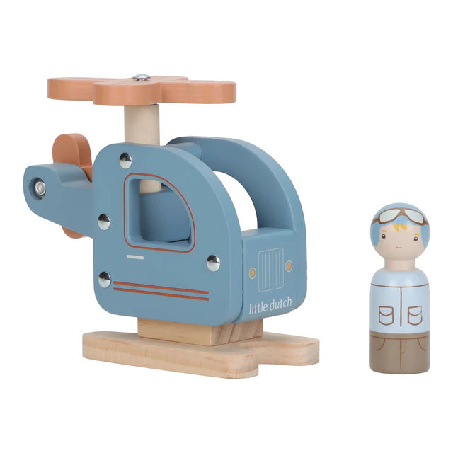 Wooden Helicopter & Peg Doll