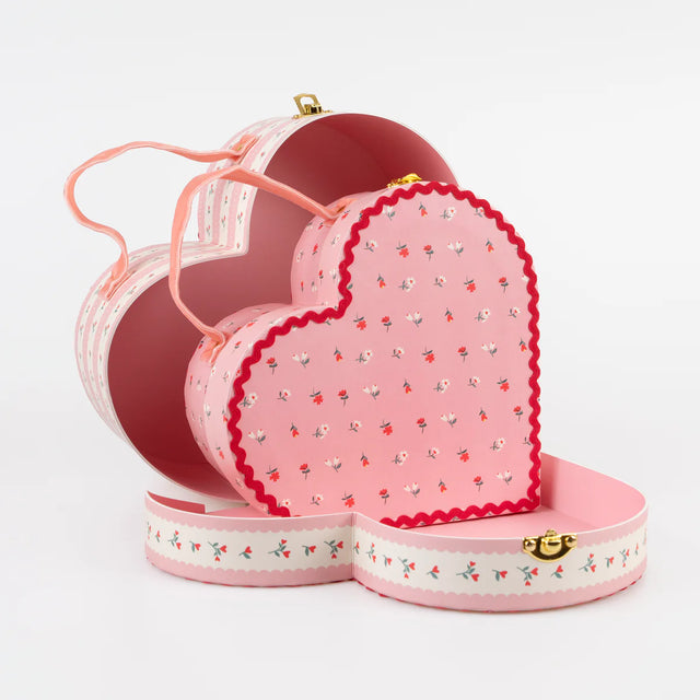 Vintage Rose Heart Suitcases