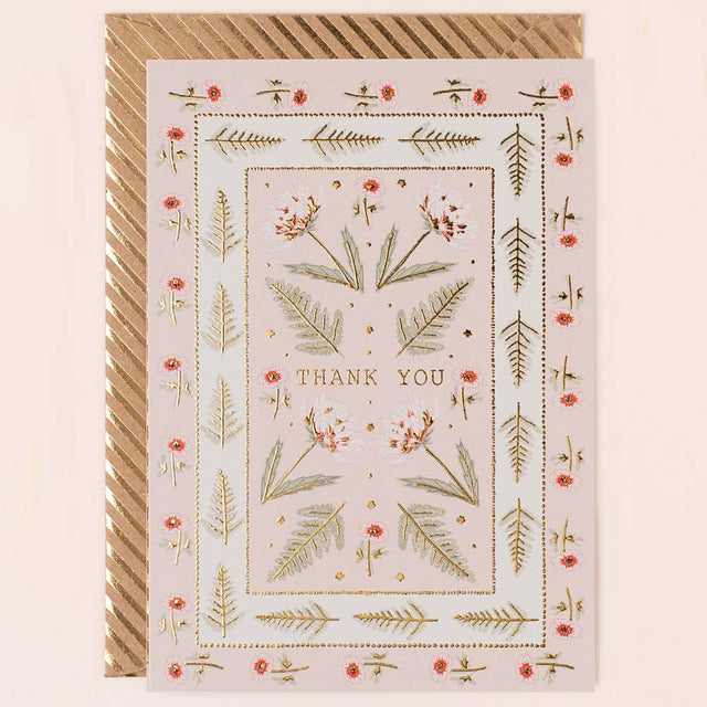 Peachy Floral Thank You Card