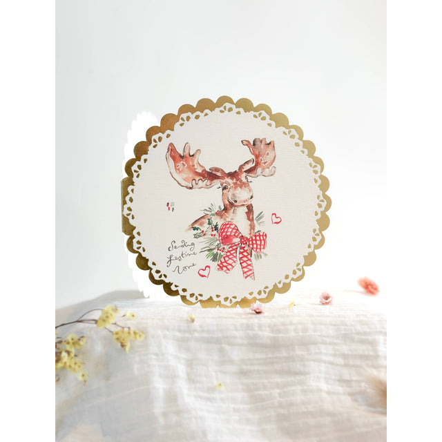 Festive Moose Circular Card