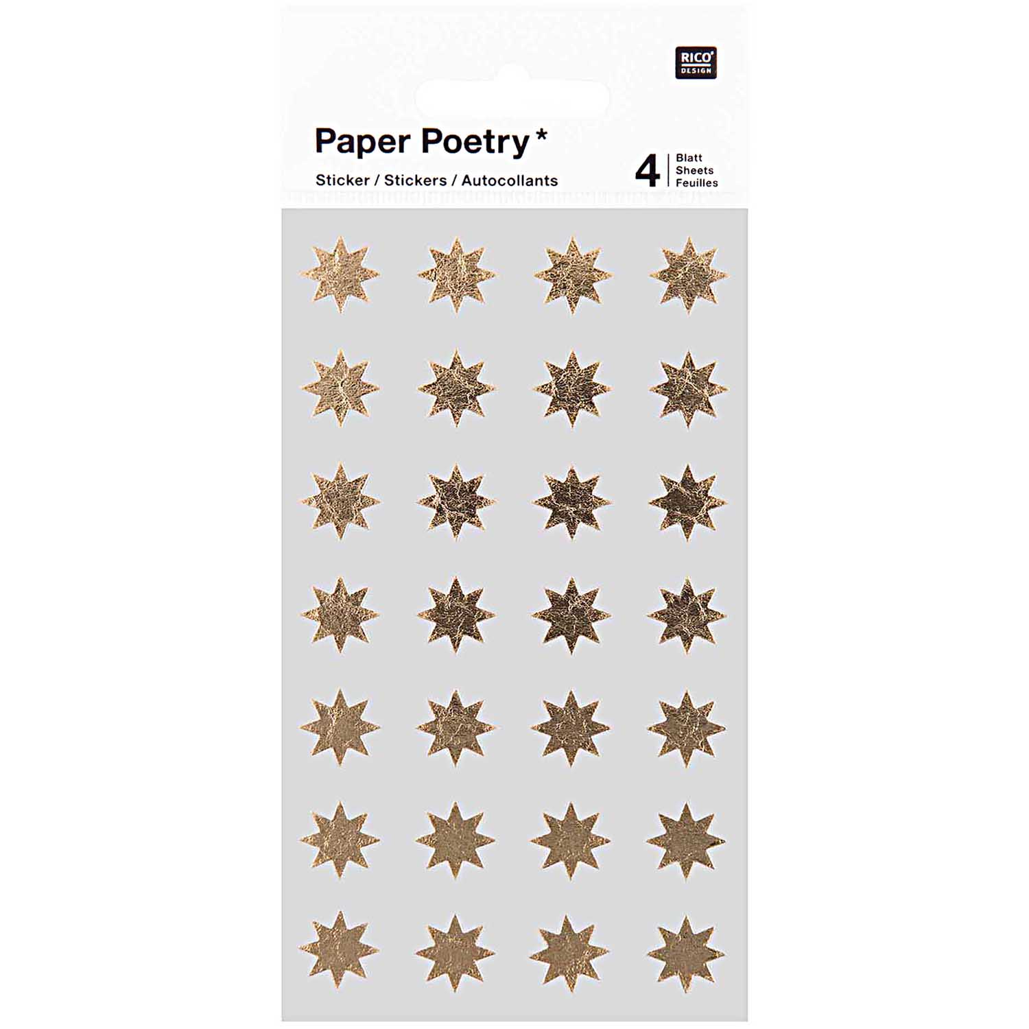 Gold 8 Point Star Stickers