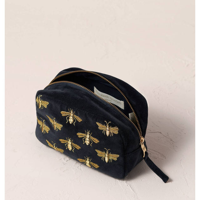 Honey Bee Black Velvet Makeup Bag