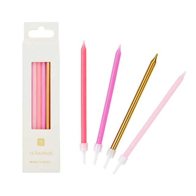 Pink and Gold Long Birthday Candles