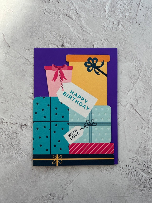 Pile Of Presents Shaped Card