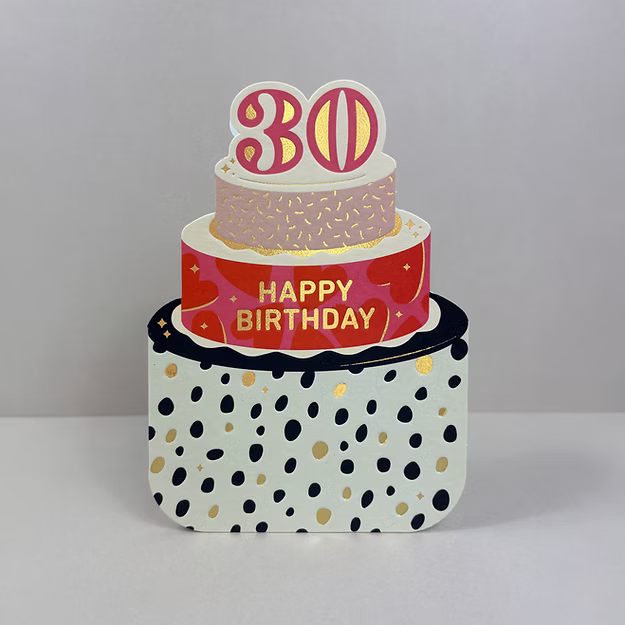 Age 30 Shaped Cake Card
