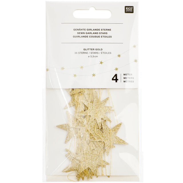 Advent Gold Stars Sewn Garland