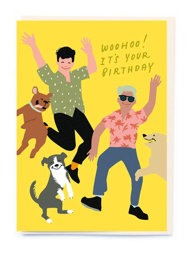 Jumping Dogs Birthday Card