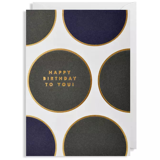 Navy & Black Spot Birthday Card