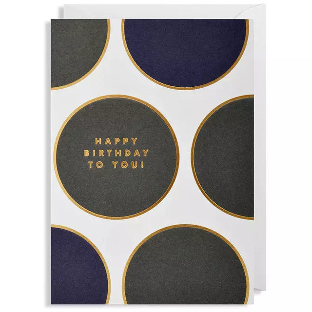 Navy & Black Spot Birthday Card