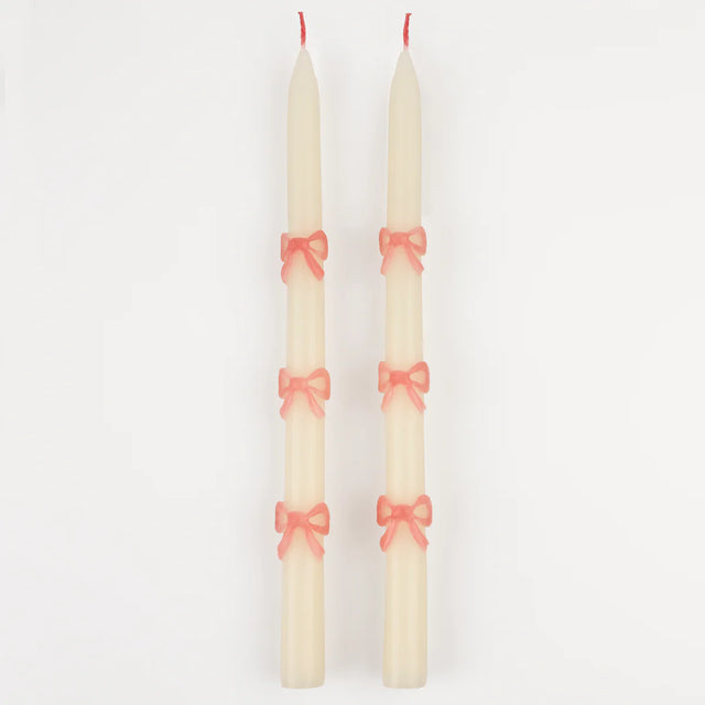 Pink Bow Taper Candles