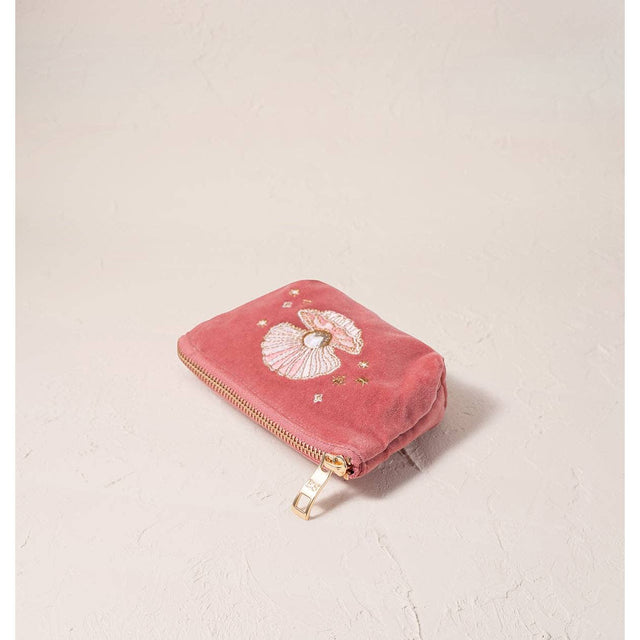 Pearl Shell Velvet Coin Purse