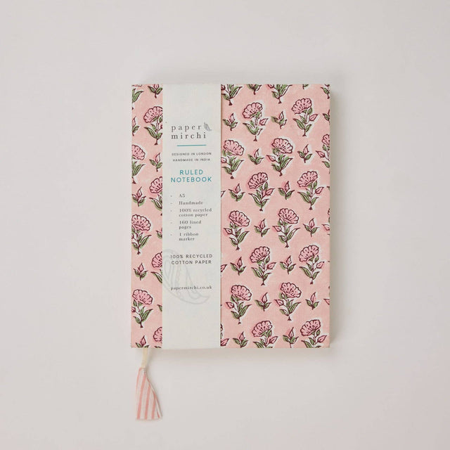 Ditsy Floral Blush Block Printed Notebook