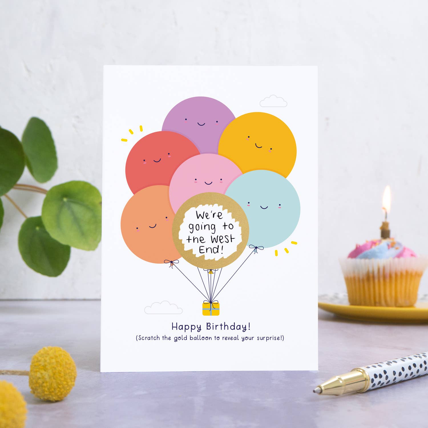 Rainbow Birthday Balloons Scratch Card