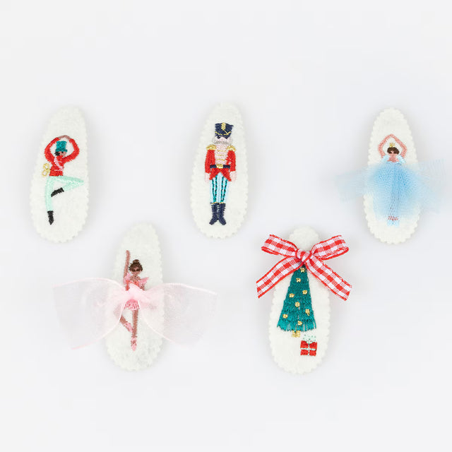 Embroidered Nutcracker Hair Clips