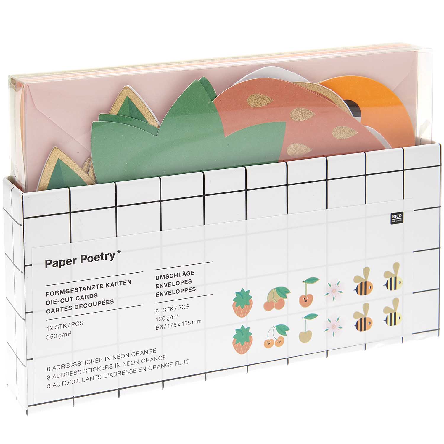 Strawberries, Cherries & Bees Notecard Set