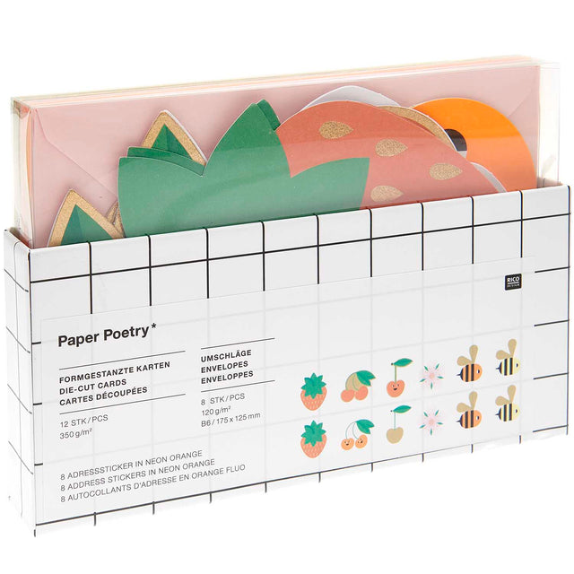 Strawberries, Cherries & Bees Notecard Set