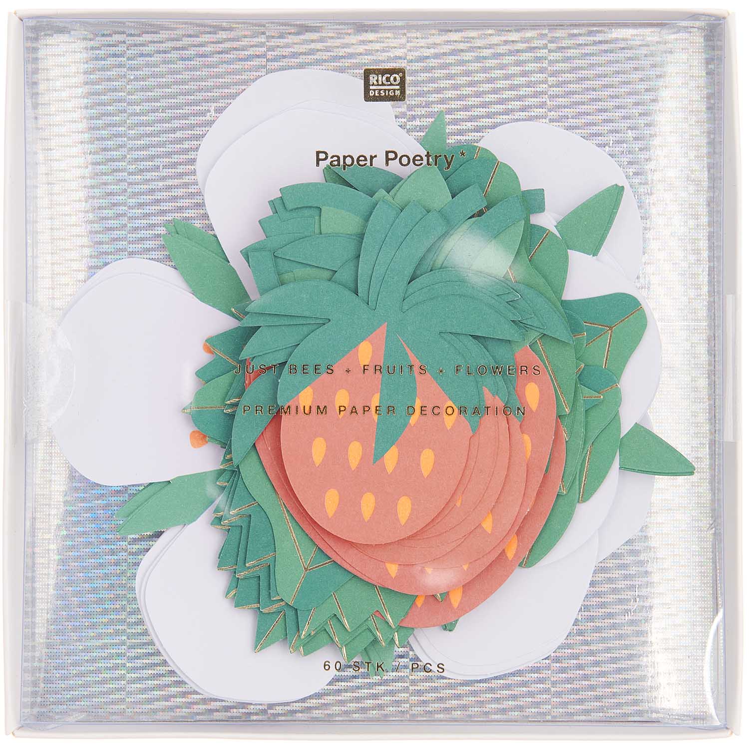 Strawberries & Flowers Paper Decorations