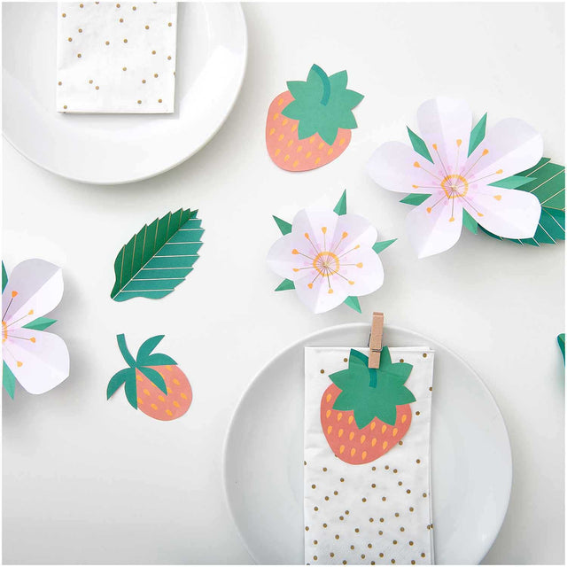Strawberries & Flowers Paper Decorations