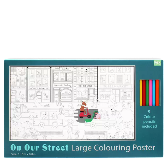 Large Colouring Poster: On Our Street