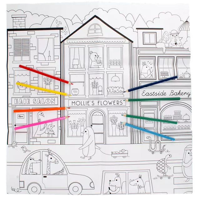 Large Colouring Poster: On Our Street
