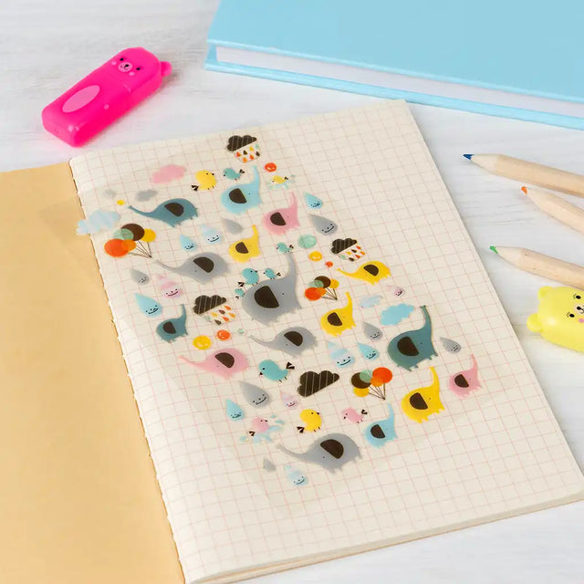 3D Puffy Elephant Rain Party Stickers