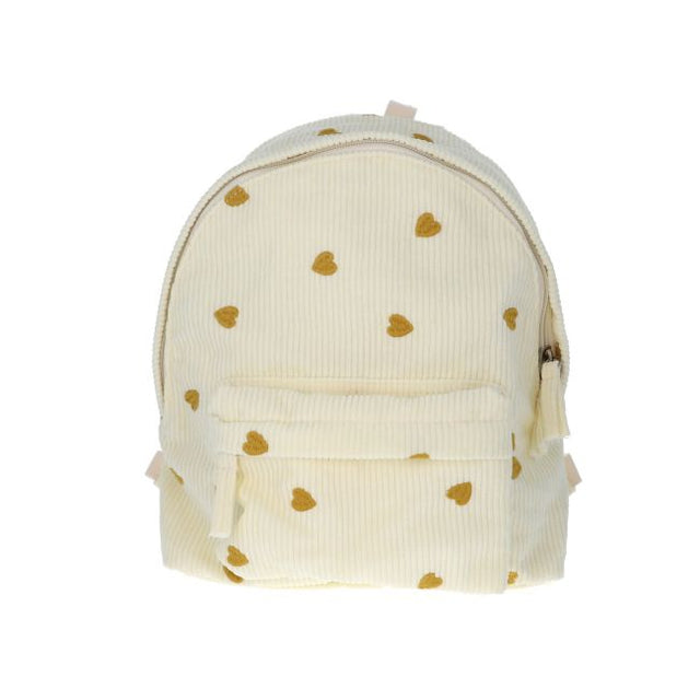 Corduroy Embroidered Heart Backpack
