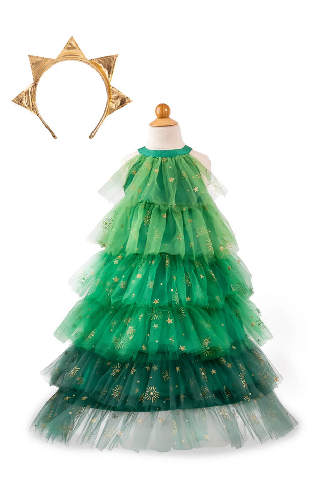 Green Christmas Tree Dress with Headpiece