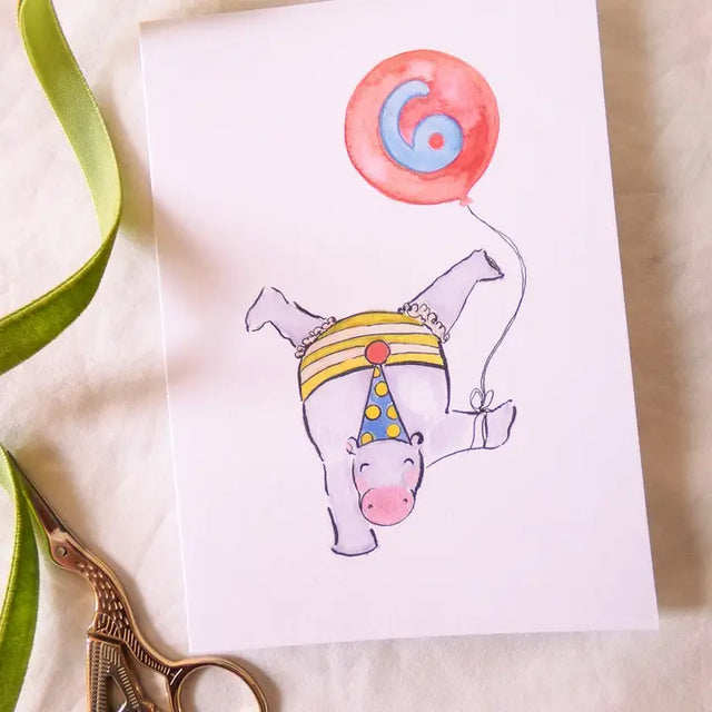 Age 6 Hippo Card