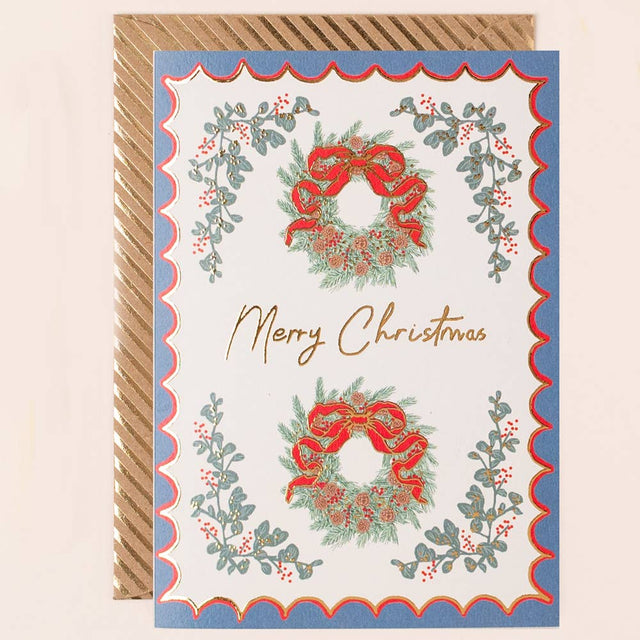 Christmas Wreath Scalloped Card
