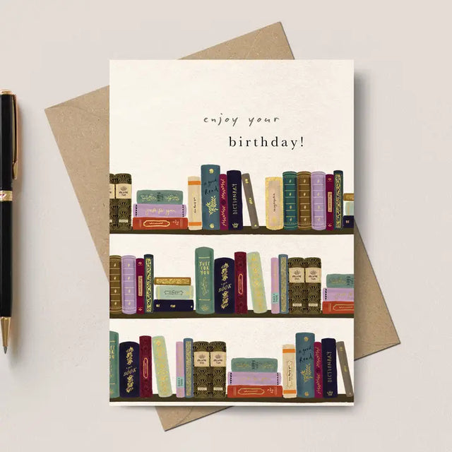 Bookshelf Birthday Card