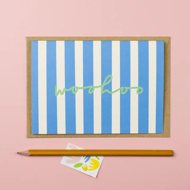 Woohoo Blue Stripe Card