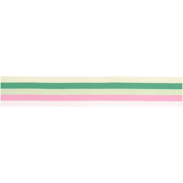 Mint And Pink Multi Stripe Woven Ribbon