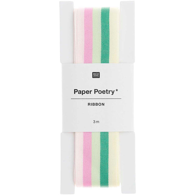 Mint And Pink Multi Stripe Woven Ribbon