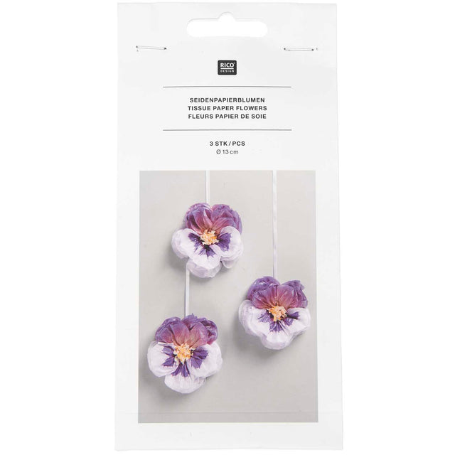 Purple Tissue Paper Pansy Decorations