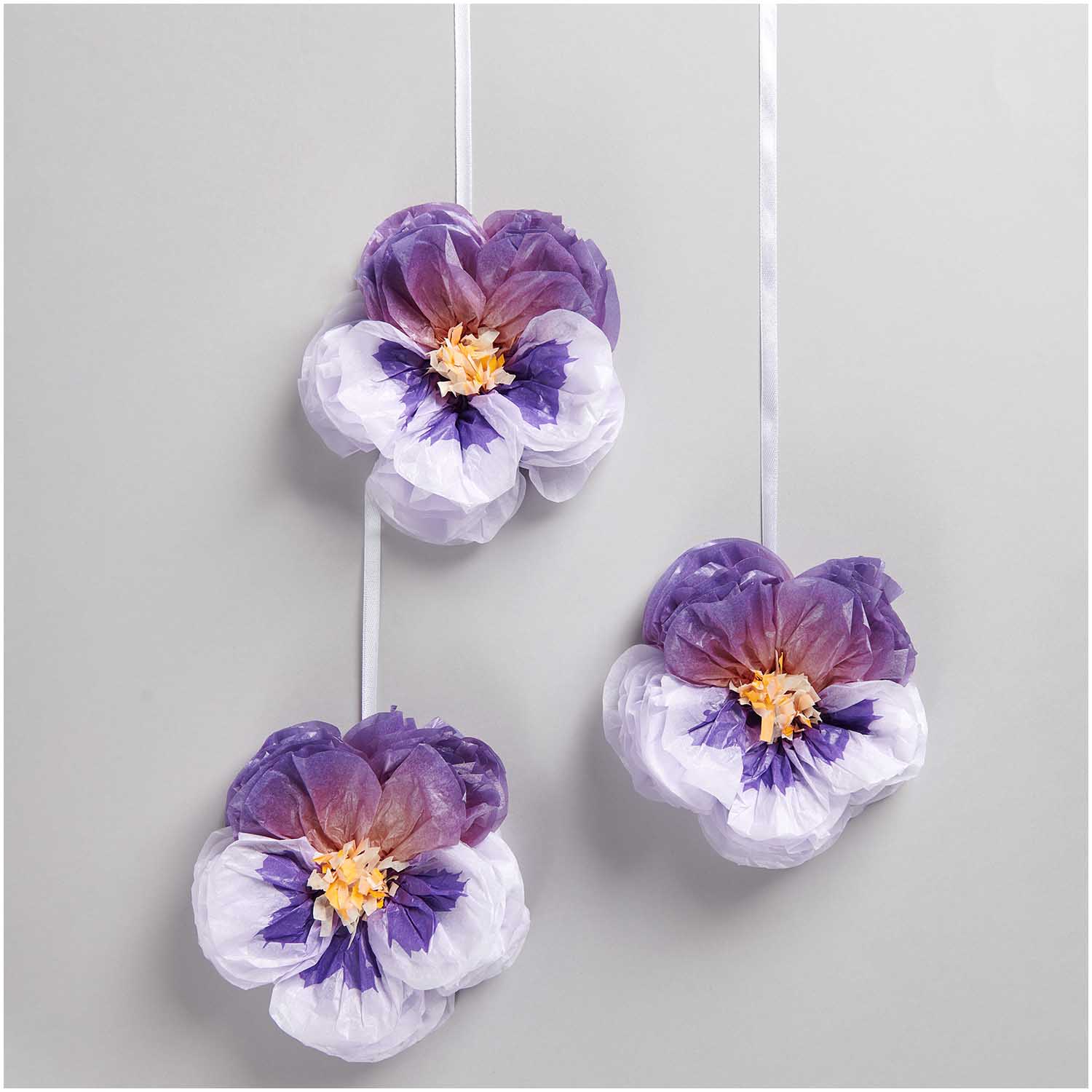 Purple Tissue Paper Pansy Decorations