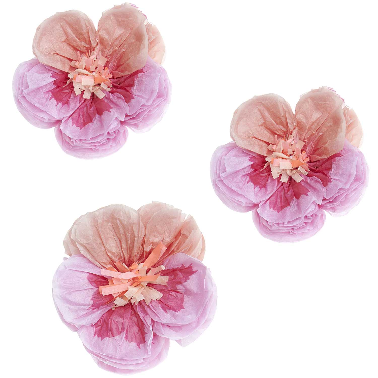 Pink Tissue Paper Pansy Decorations