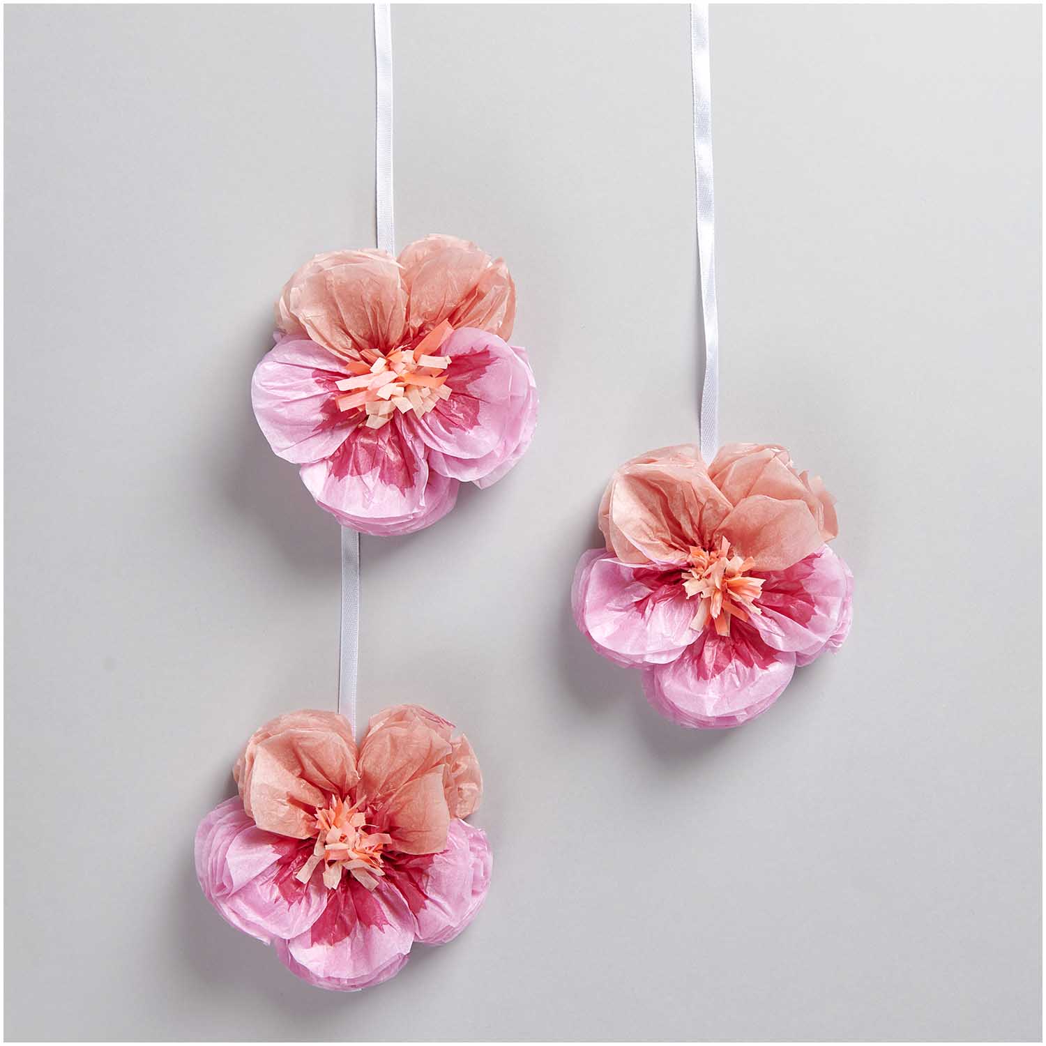 Pink Tissue Paper Pansy Decorations