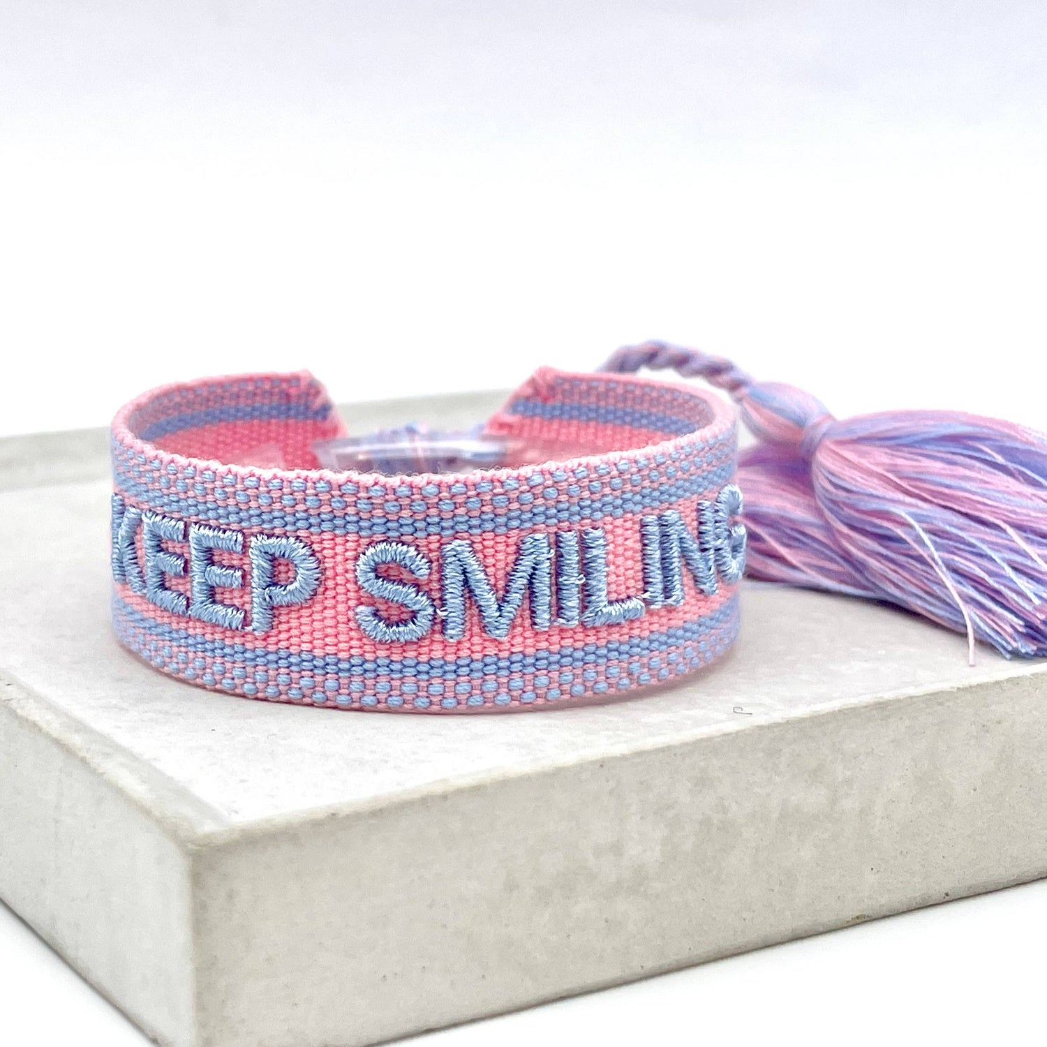 Keep Smiling Woven Lilac Bracelet