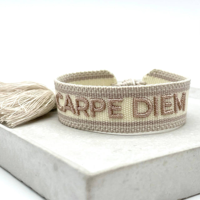 Carpe Diem Woven Natural Bracelet