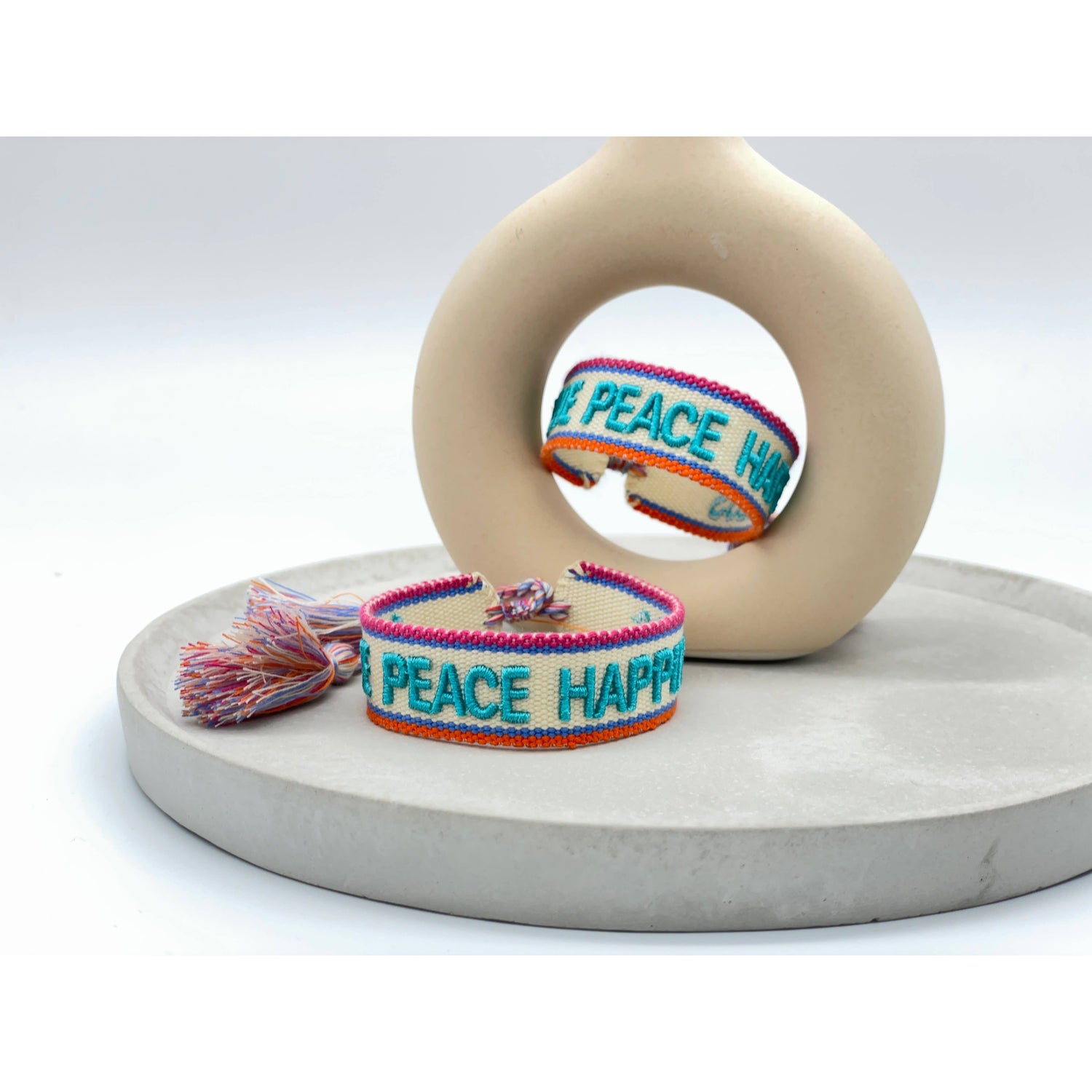 Love, Peace, Happiness Cuff Bracelet