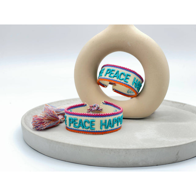 Love, Peace, Happiness Cuff Bracelet