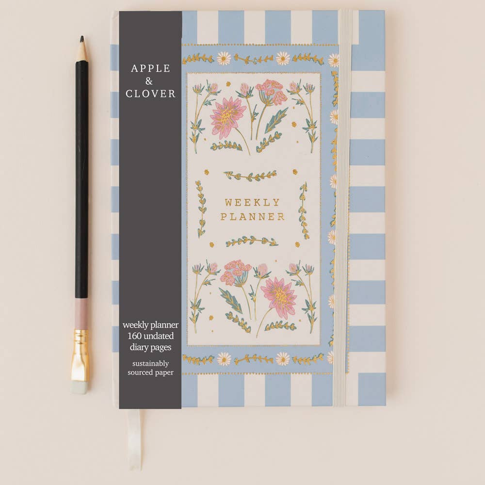 Floral Border Hard Cover Weekly Planner