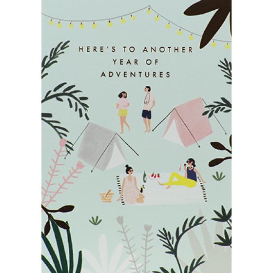 Pastel Adventure Camping Birthday Card