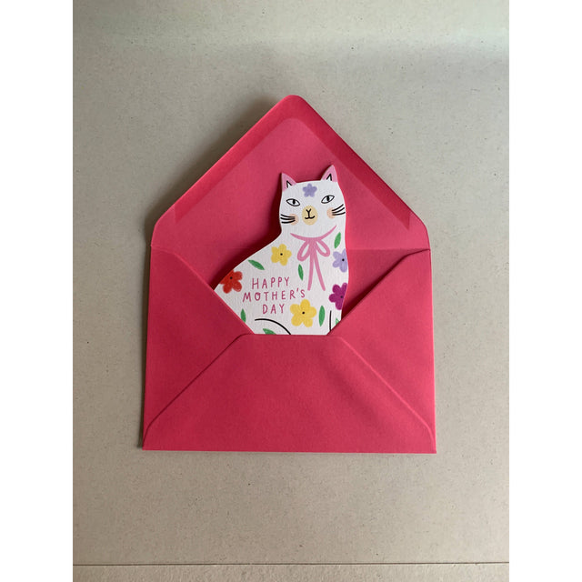 Sitting Kitty Floral Shaped Cat Card
