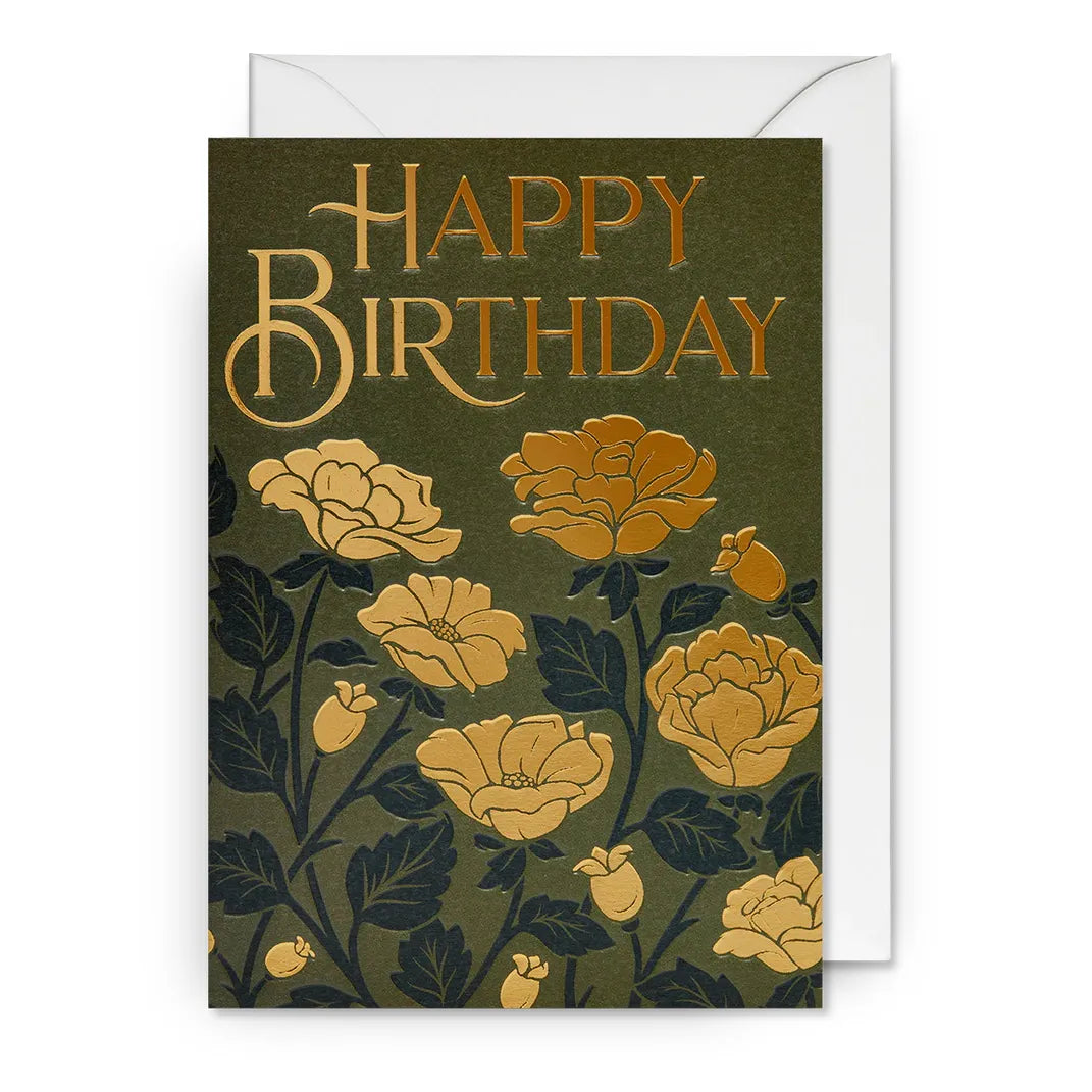 Decorative Foiled Floral Birthday Card