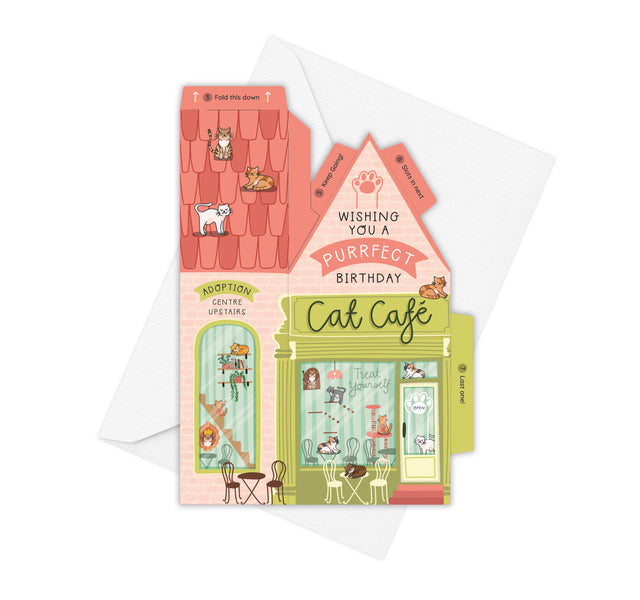 Cat Cafe 3D Birthday Card