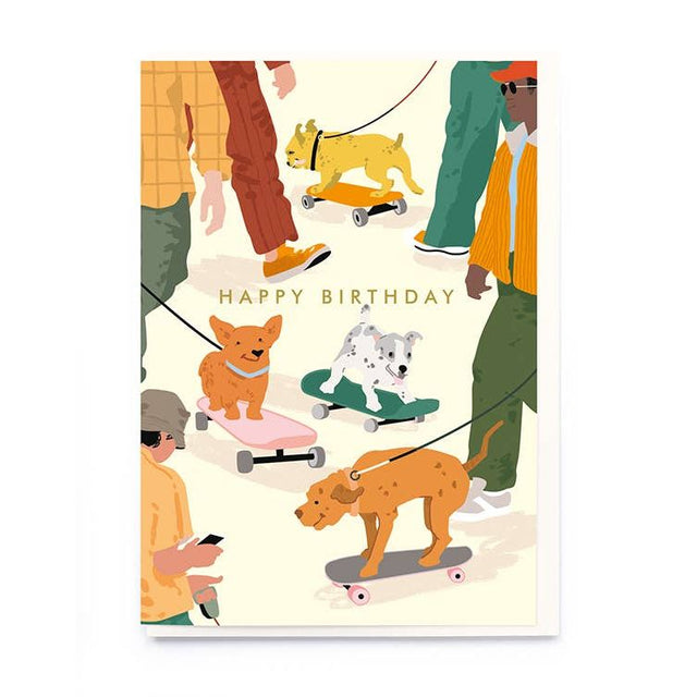 Skateboarding Dogs Card