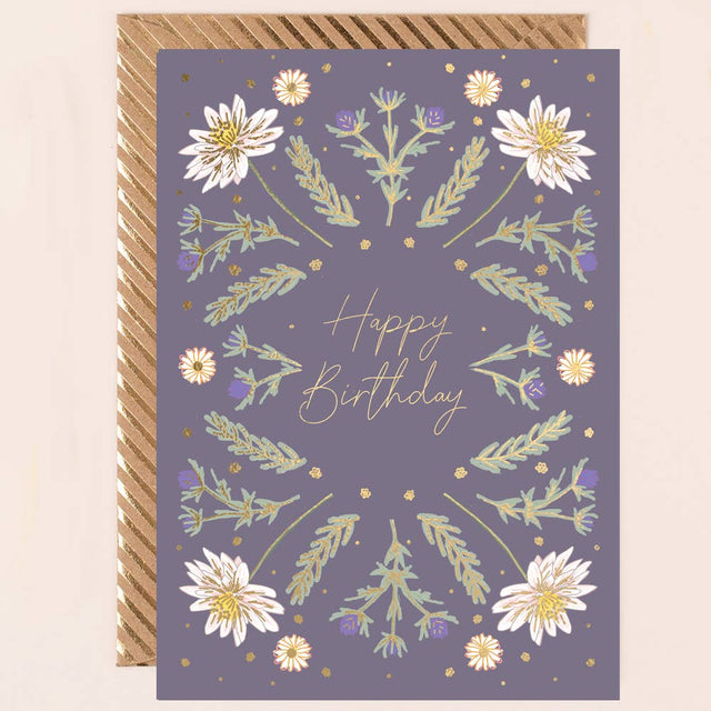 Purple Floral Birthday Card