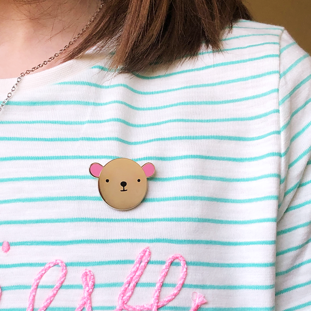 Pink Bear Hug Enamel Pin