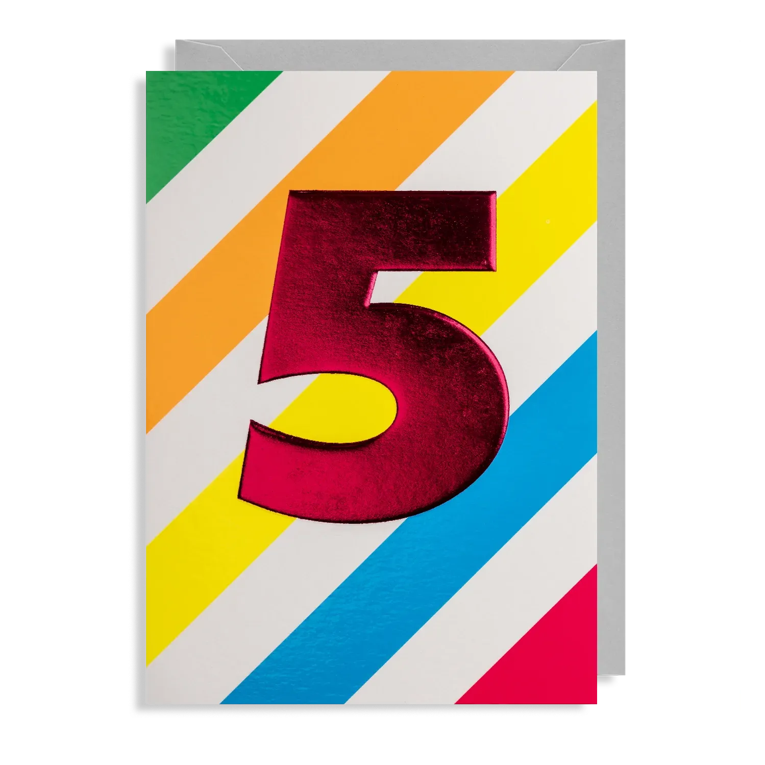Age 5 Rainbow Stripe Birthday Card
